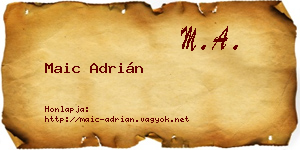 Maic Adrián névjegykártya